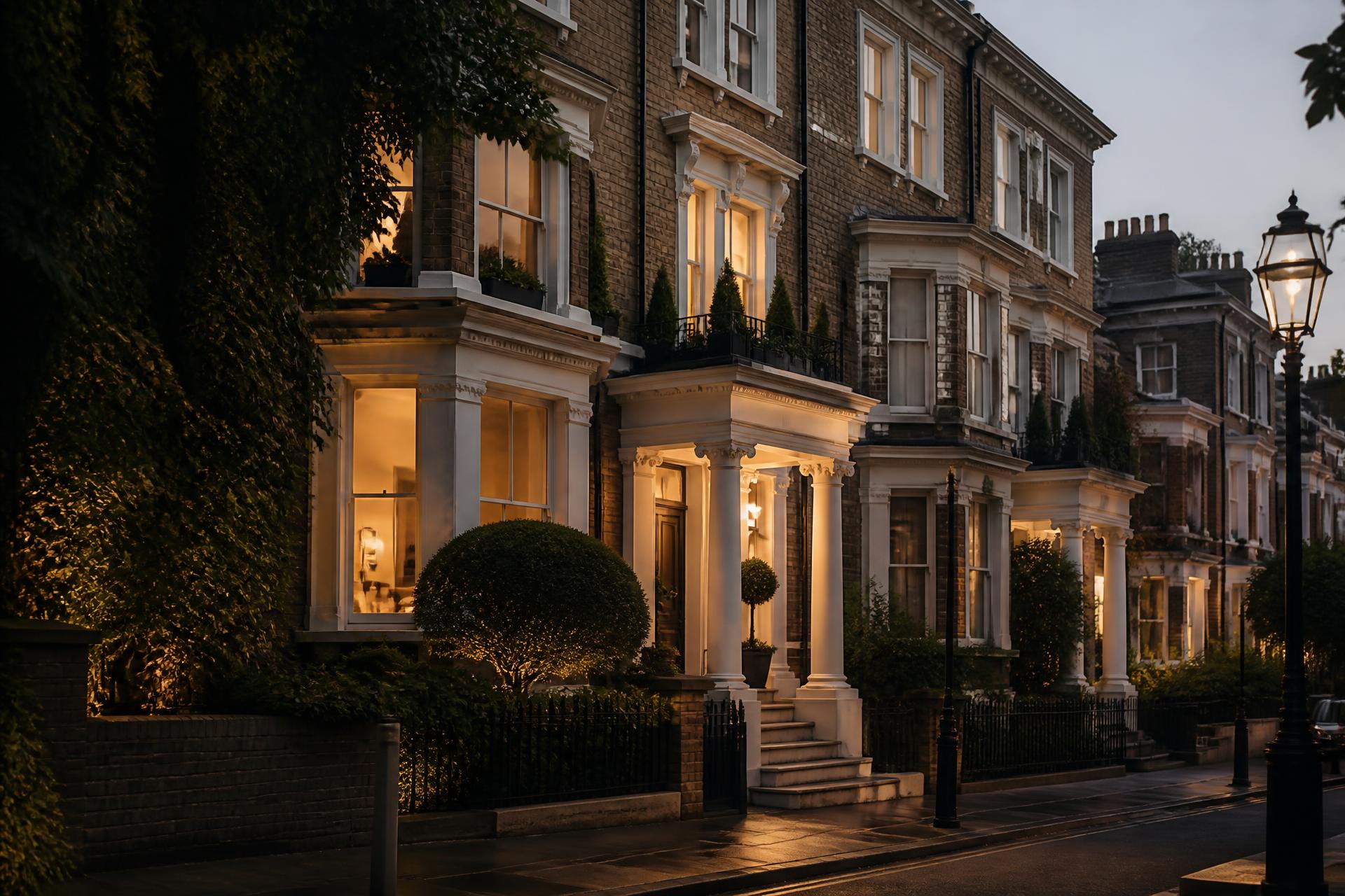 Elegant South East London residential street at dusk